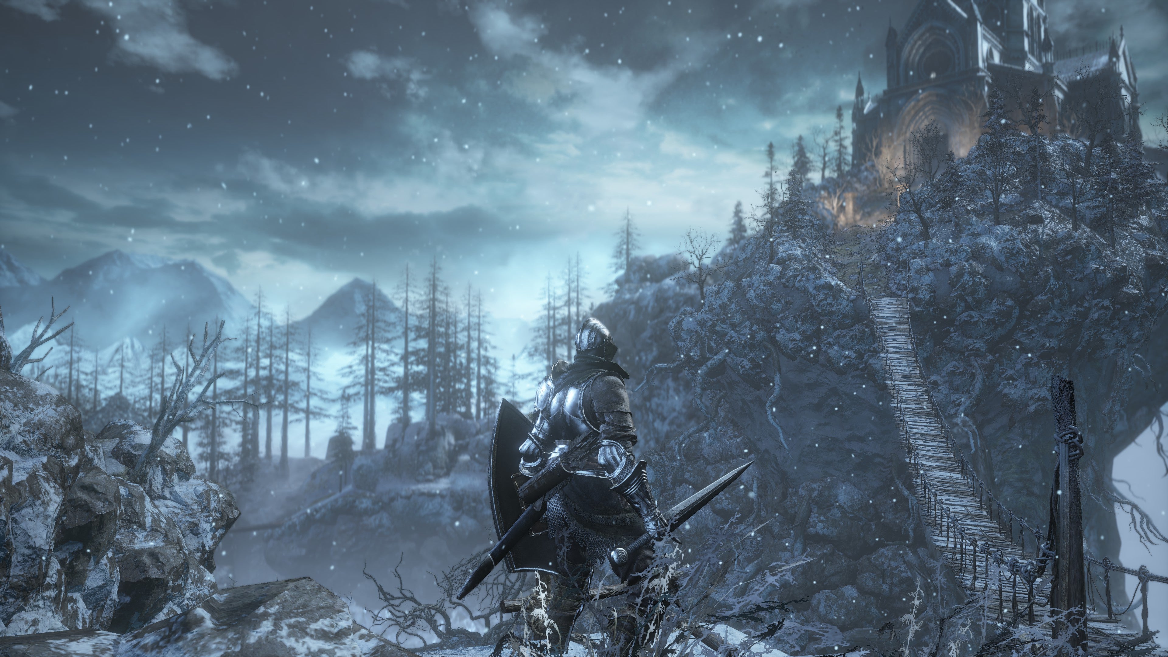 Screenshot of the Abyss Watchers boss fight in Dark Souls 3.