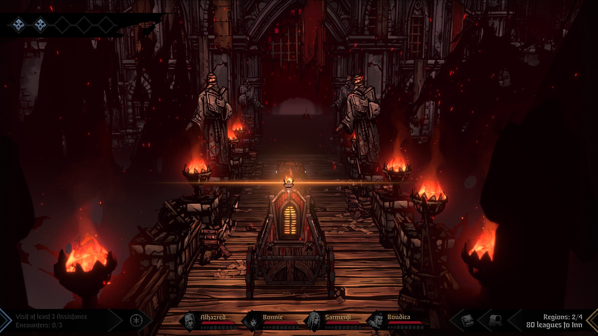 Darkest Dungeon 2 carriage going down a city road. - 4