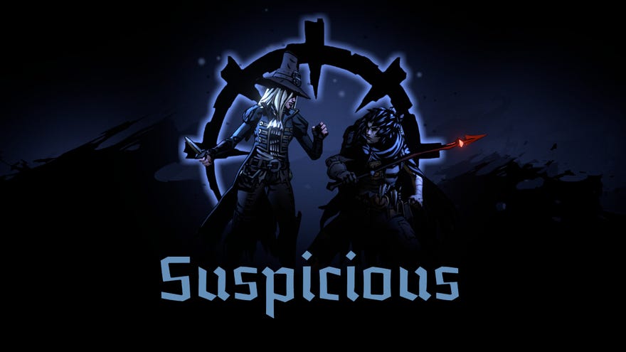 A suspicious pair in a Darkest Dungeon 2 screenshot.