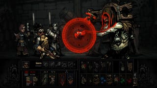 A warrior fights a hooded demon in Darkest Dungeon