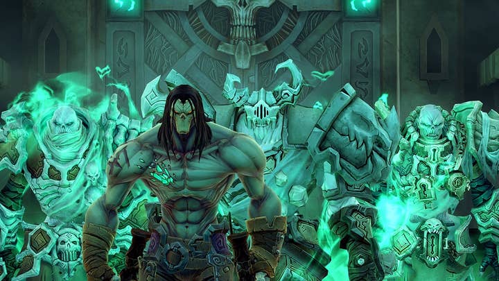 Darksiders 2 screen of the four horsemen of the apocalypse, with player character Death highlighted