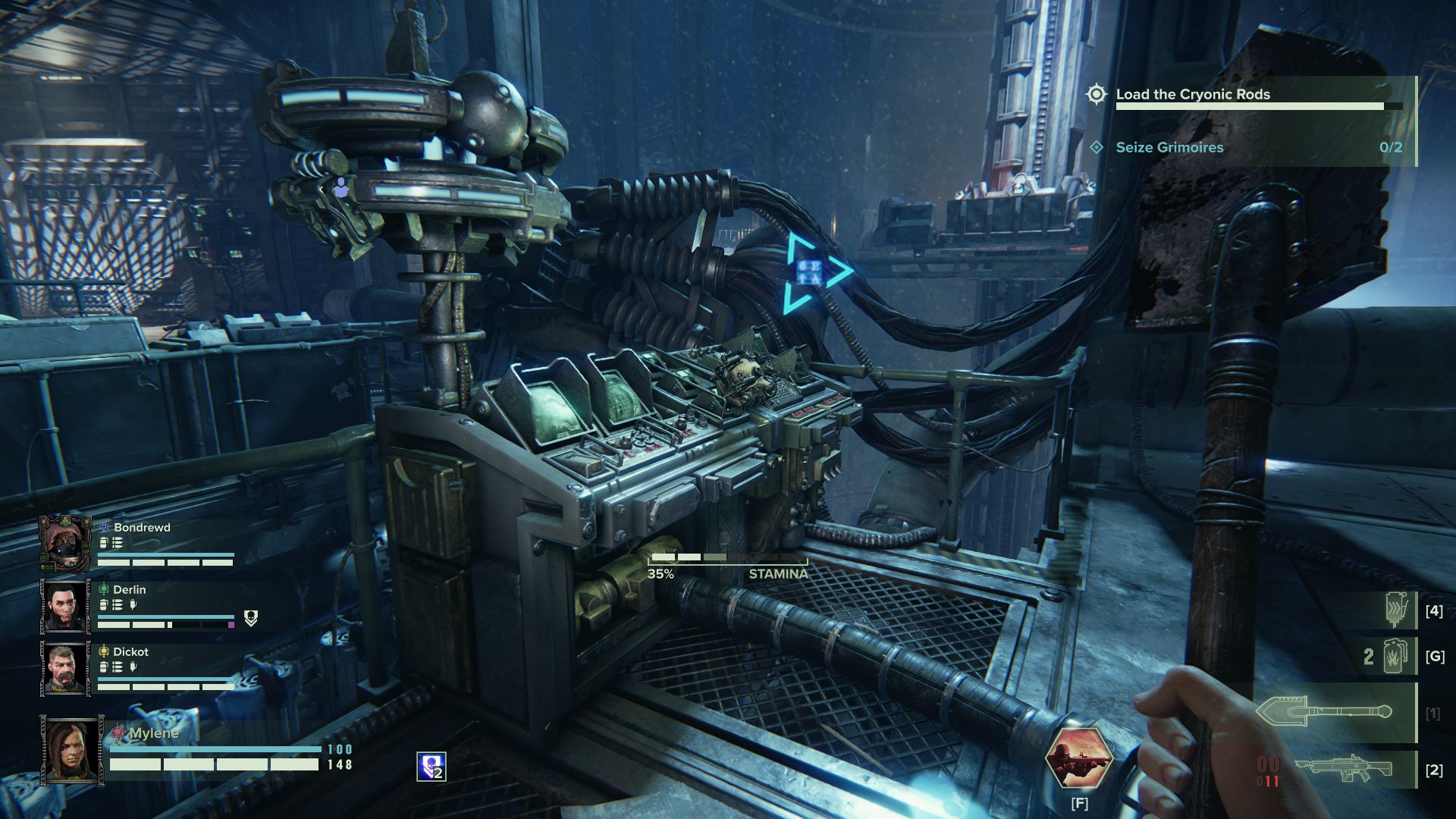 A console in a multiplayer game of Warhammer 40K Darktide - 4