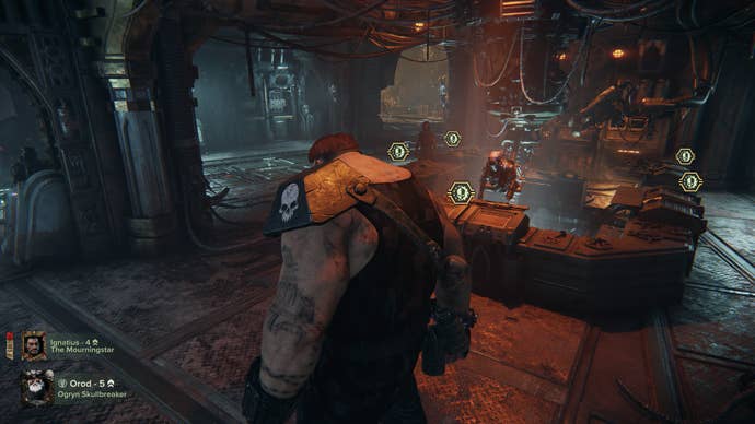 Darktide review - the upgrading station in the hub area