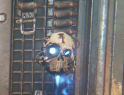 A floating servo-skull in Warhammer 40k Darktide