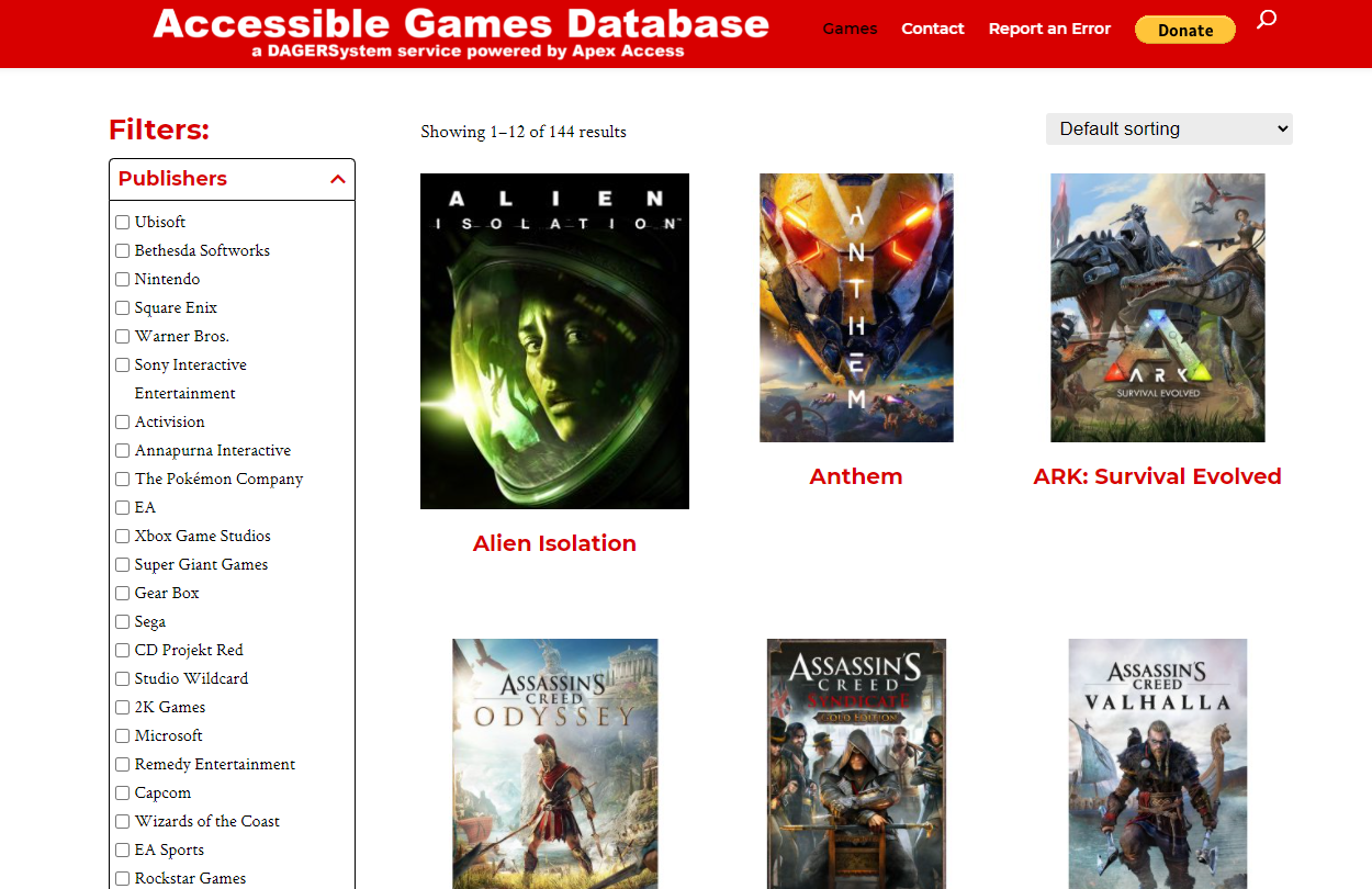 DAGERSystem launches Accessible Games Database