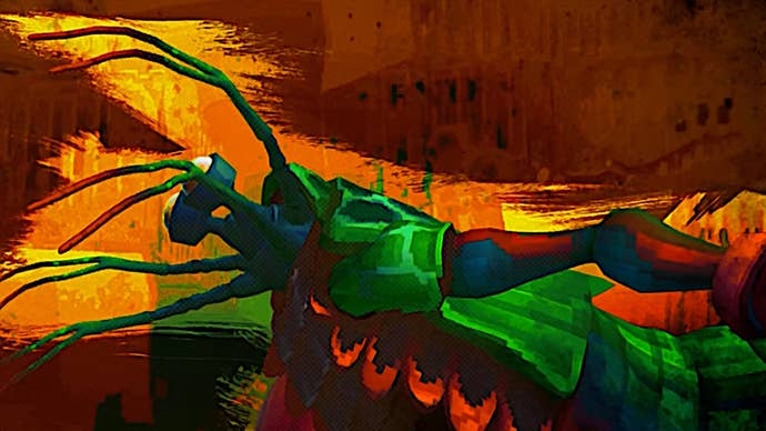 Dave the Diver Mantis Shrimp: A large green shrimp with protruding eyes, wearing large red boxing gloves, is depicted against an orange and red background