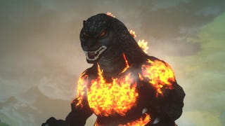 Godzilla wreathed in flames in Dave the Diver