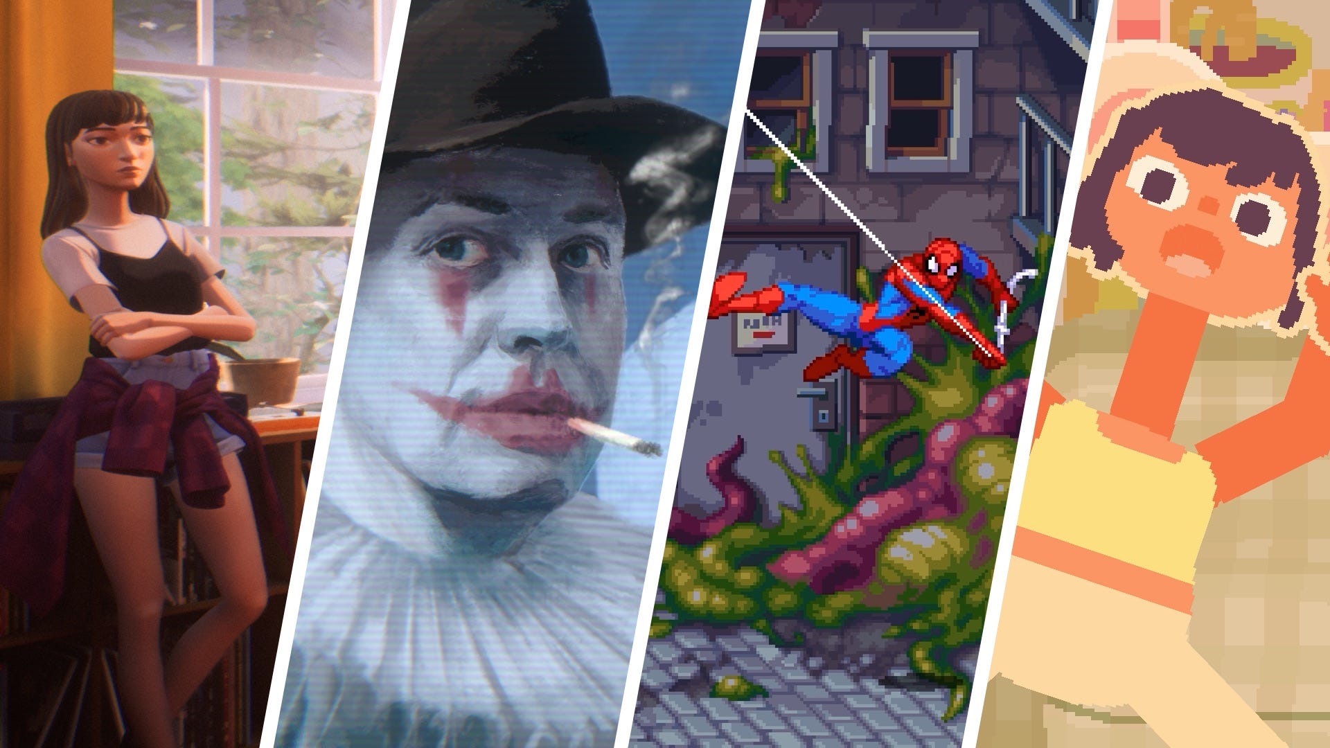 Composite image showing scenes from Mixtape, Please, Watch the Artwork, Marvel Cosmic Invasion, and Consume Me.