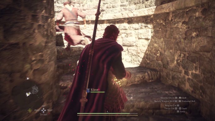 The player running around a staircase in Dragon's Dogma 2