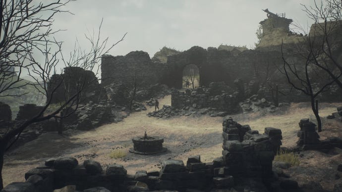 An establishing shot of the ruined stronghold of Melve in Dragon's Dogma 2.