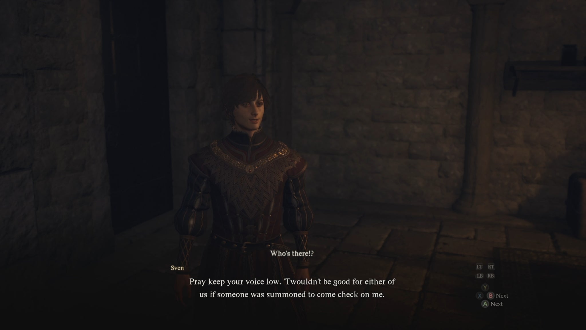 The player speaks to Sven, a key character in Dragon's Dogma 2. - 6