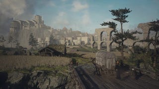 An establishing shot of Vernworth and its adjoining castle in a Dragon's Dogma 2 cutscene.