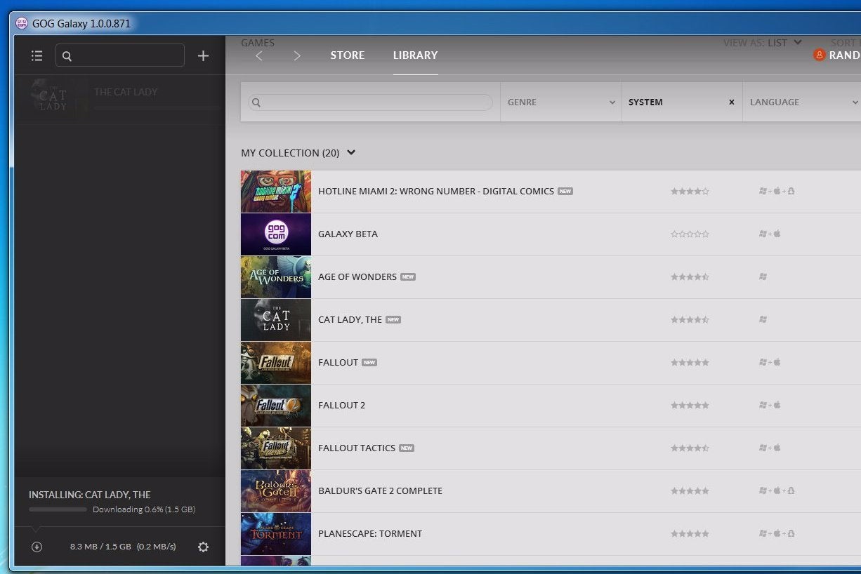 Screenshots: Zo ziet de GOG Galaxy client er uit