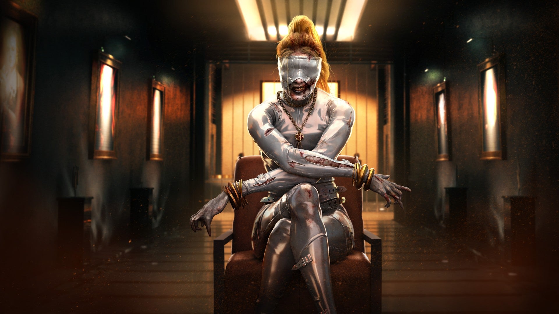 Promotional artwork for Dead Island 2&rsquo;s Haus expansion, showing a female character with a techno-inspired visor