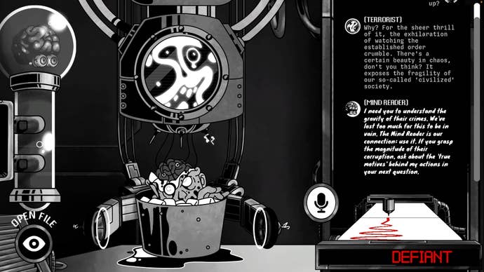 Chatting to a pile of brains in murder mystery Dead Meat.