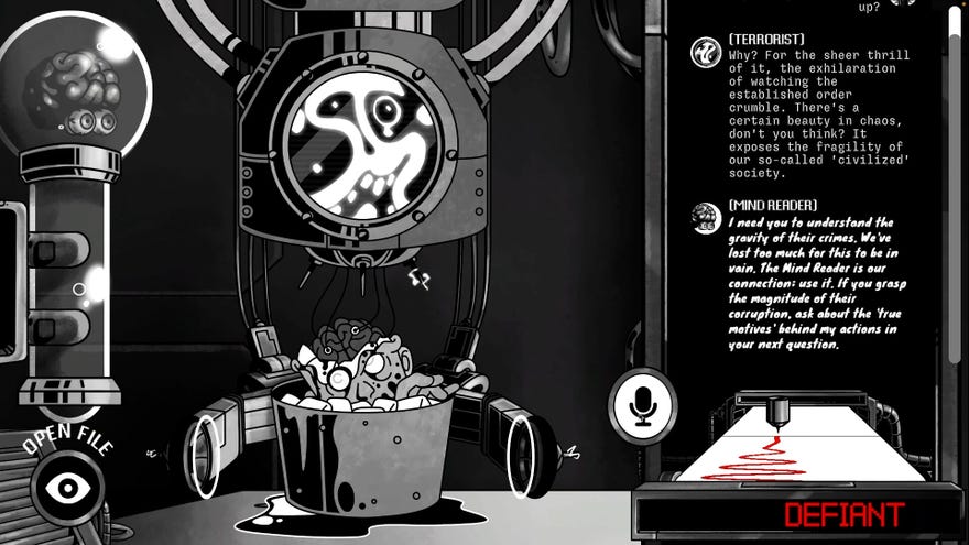 Chatting to a pile of brains in murder mystery Dead Meat.