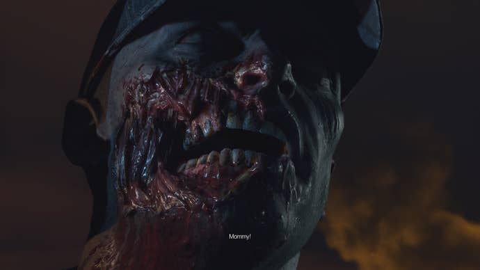 A zombie with a damaged face in Dead Rising Deluxe Remaster