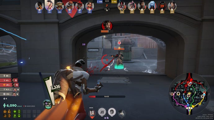 Abrams encounters an enemy player under a bridge.