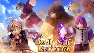 Artwork for Roblox game Deadly Sins Retribution showing different anime characters.