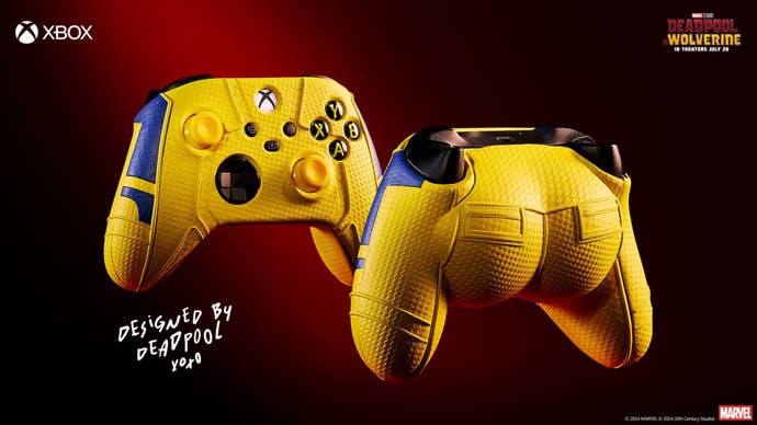 An Xbox Series X controller designed to resemble Deadpool & Wolverine’s Wolverine, the back of the controller shaped like a butt.