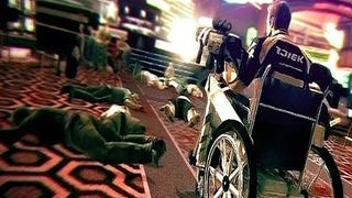 Dead Rising 2 screens show swords, guns, wheelchair
