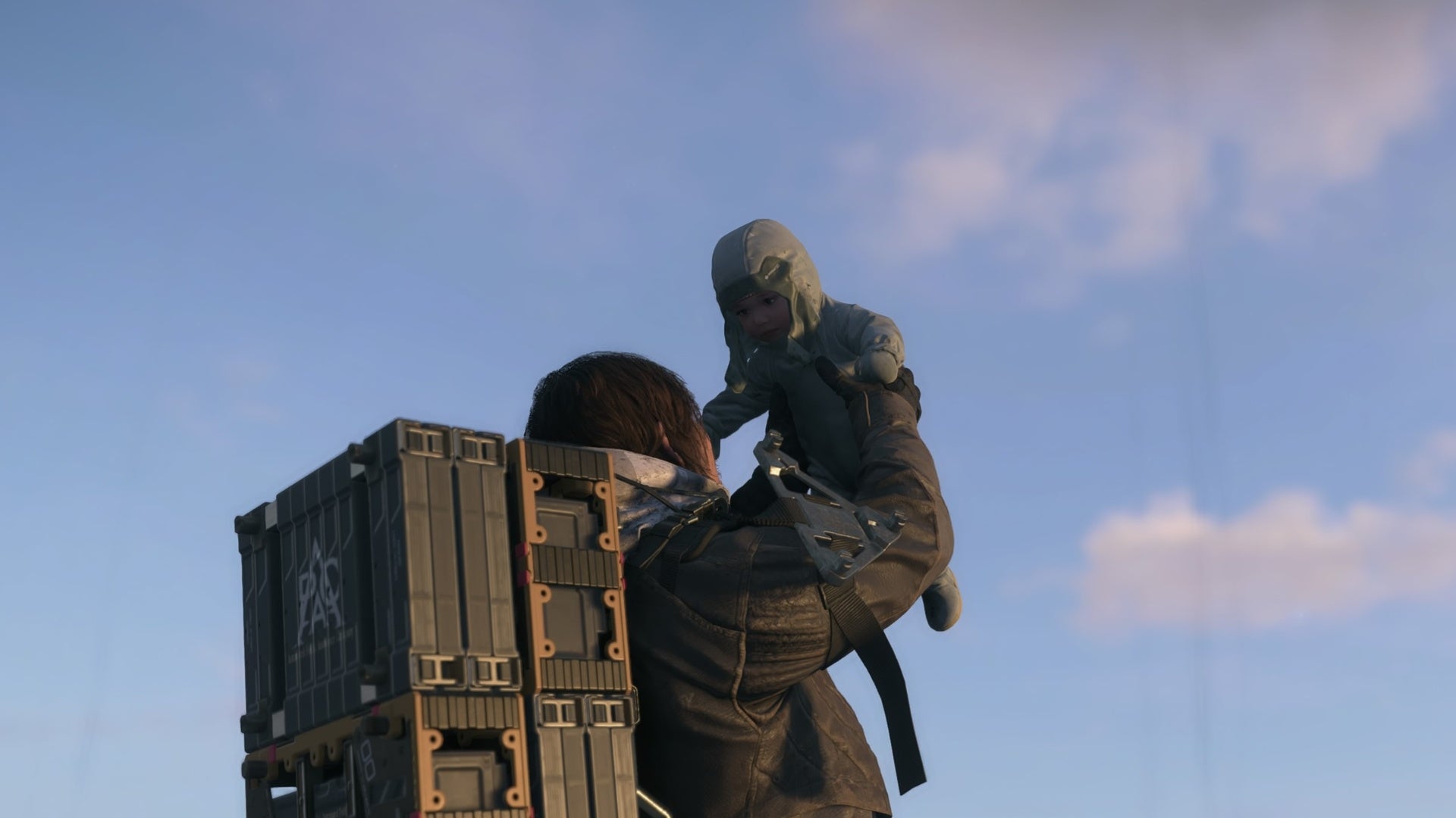 death stranding 2 sam holding lou in air
