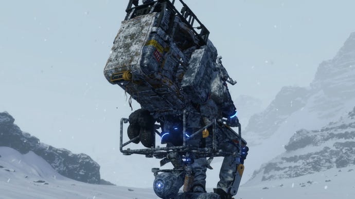 A close-up of Sam Bridges sitting on Buddy Boy in Death Stranding’s Director’s Cut