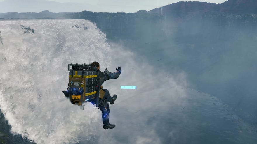 Sam rocketing around in Death Stranding: Director’s Cut.