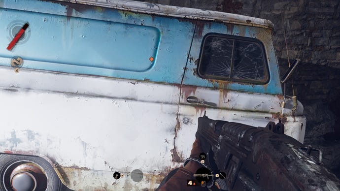 A screenshot of Deathloop running at 1080p, showing the lack of motion blur when the setting is disabled.