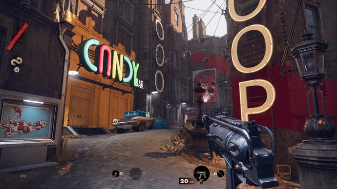 A screenshot of Deathloop running at 1080p, with Ultra graphics and the FSR Ultra setting.