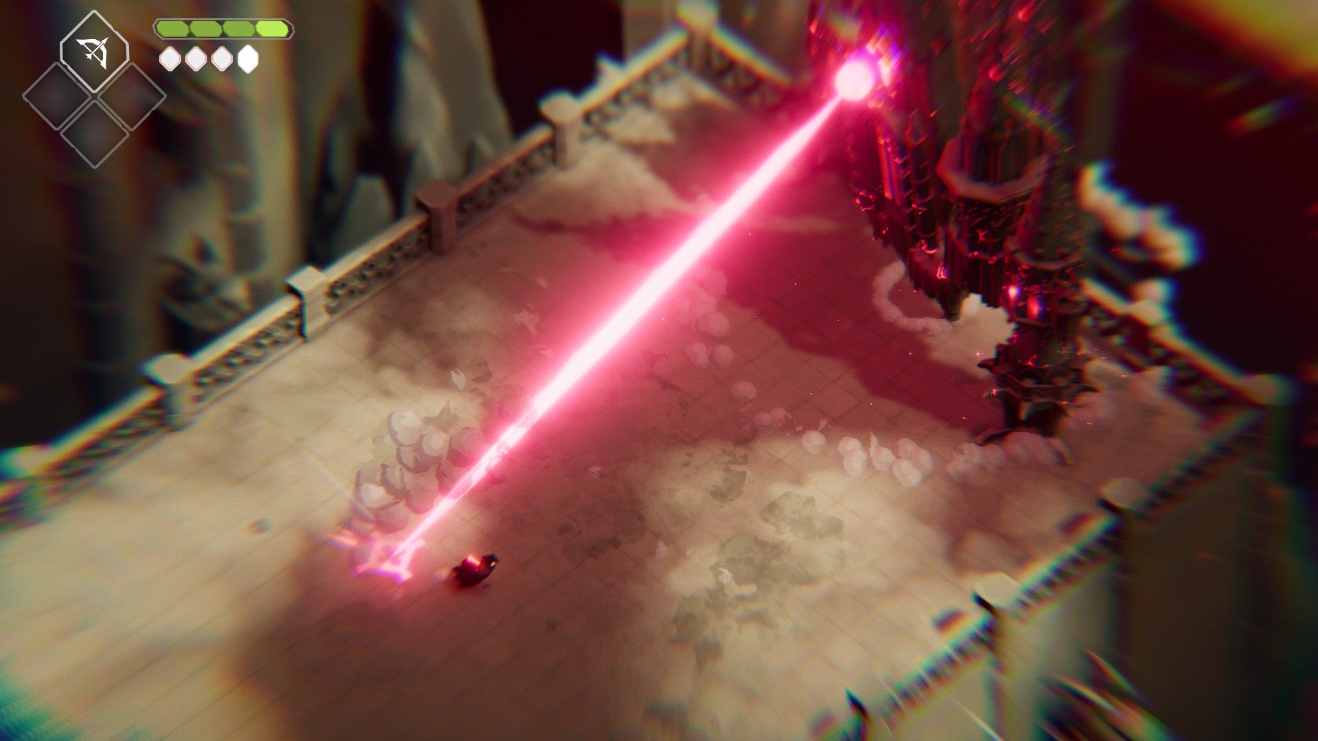 A crow dodges a red laser beam in Death&rsquo;s Door