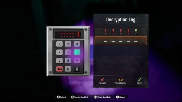 El rompecabezas de descifrado en la casa segura de Black Ops 6, con un teclado y una combinación de cinco dígitos que se debe adivinar correctamente.