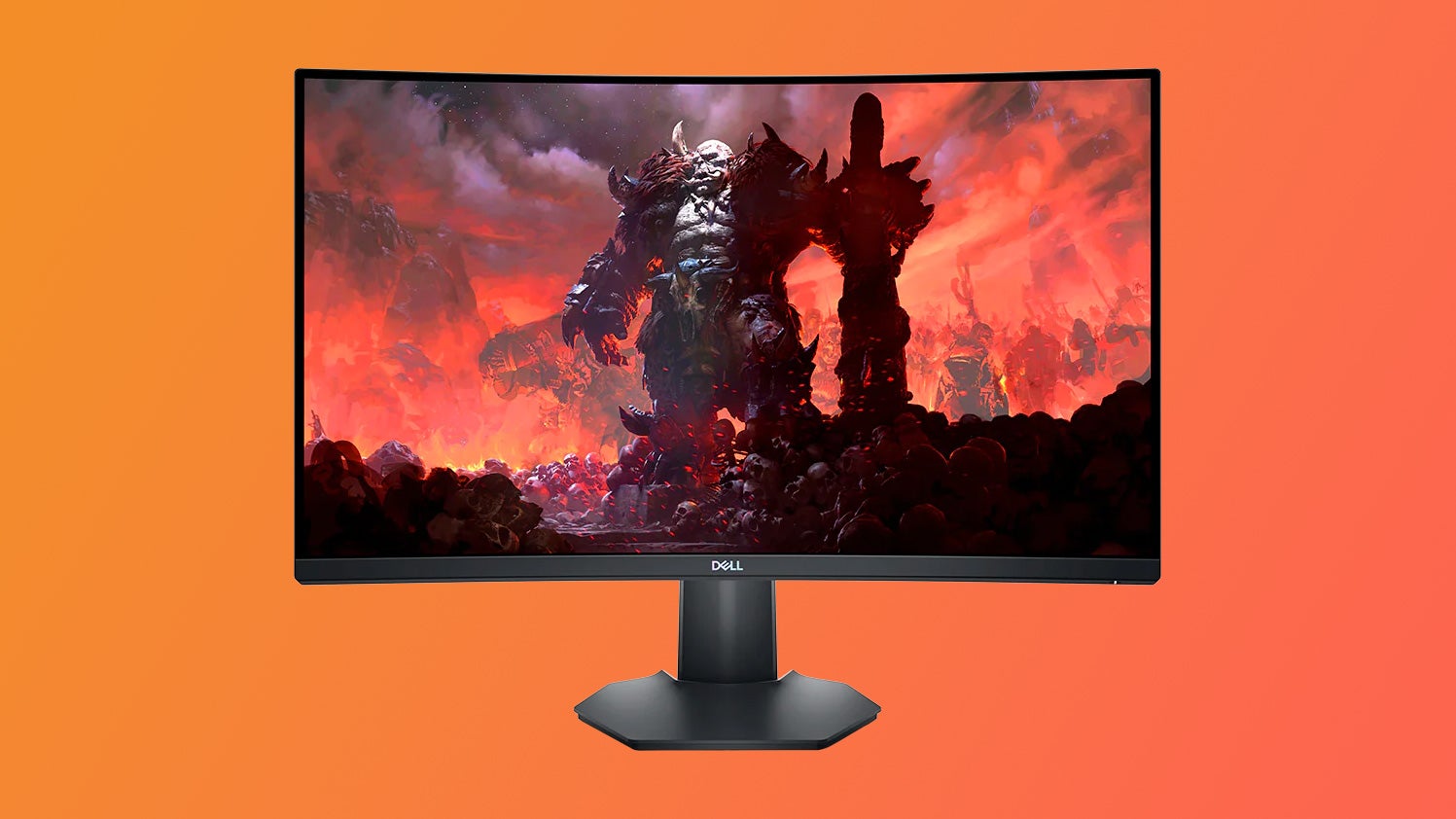 dell s2722dgm gaming monitor on a gradient background