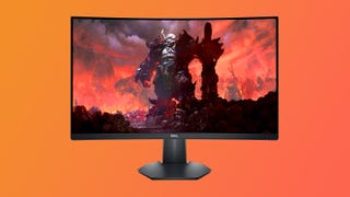 dell s2722dgm gaming monitor on a gradient background