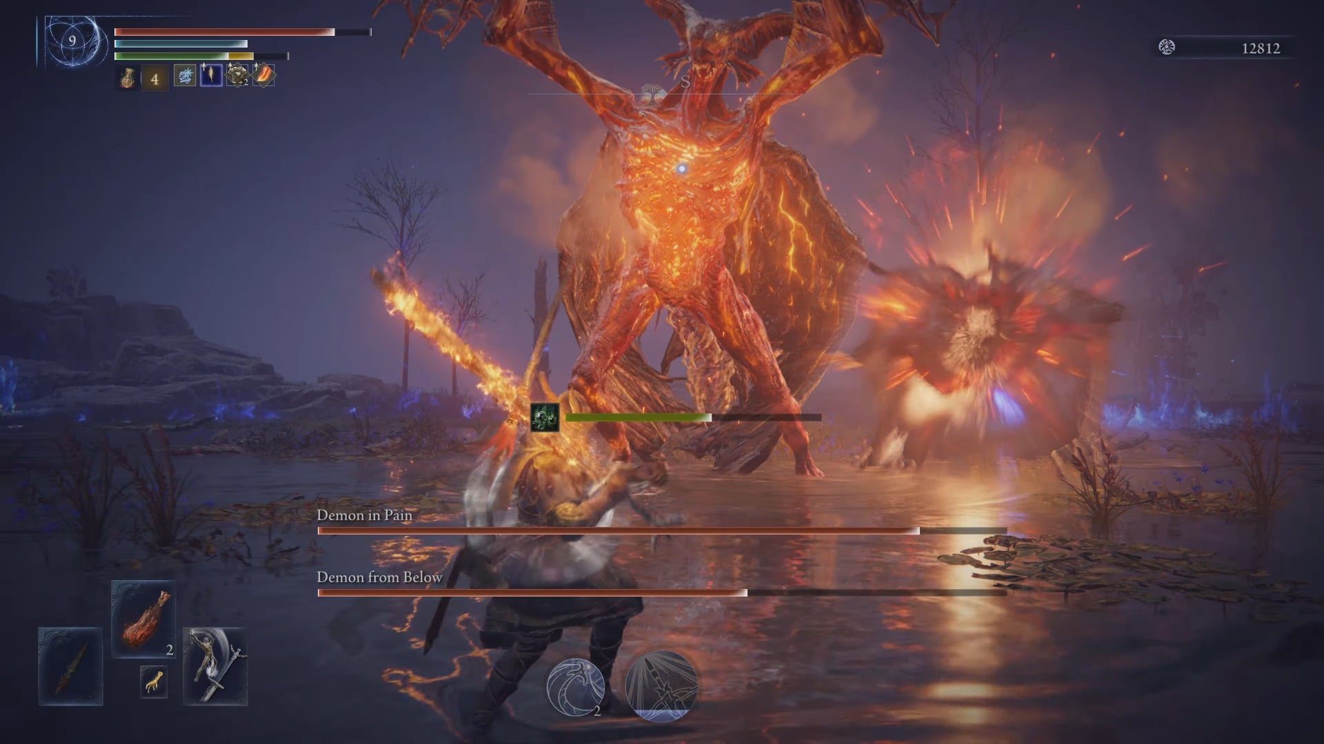 Wylder fights the bosses Demon in Pain and Demon from Below in The Forsaken Hollows DLC of Elden Ring: Nightreign. - 28