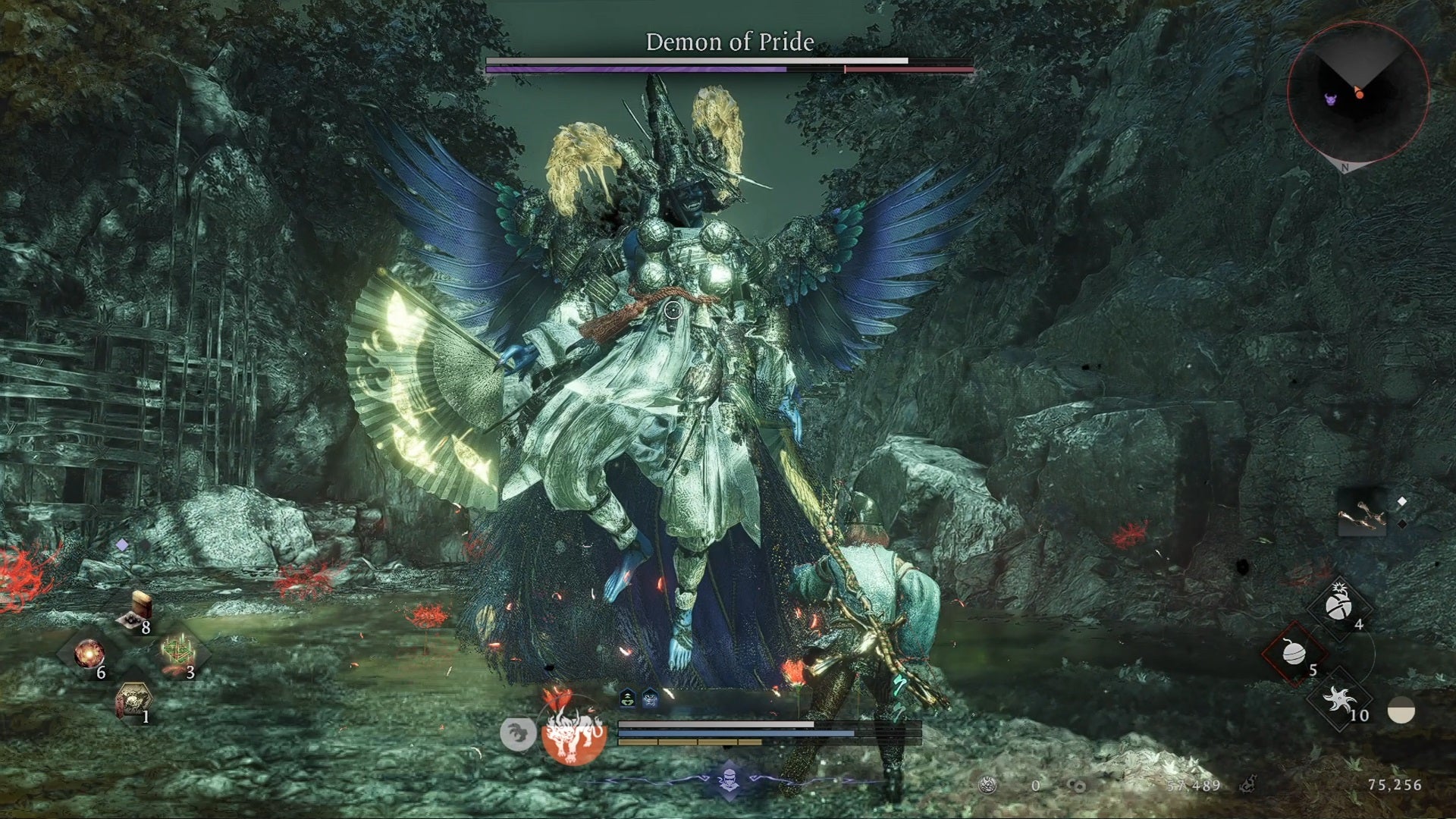 Strafing around the Demon of Pride in Nioh 3. - 5