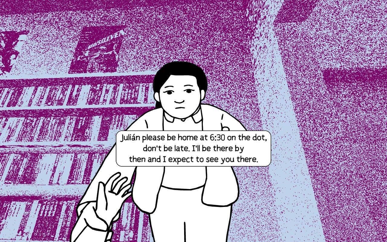 Despelote screenshot showing your mother warning you that you must return at 6:30pm sharp