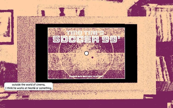 Despelote screenshot showing your TV with a football video game on it