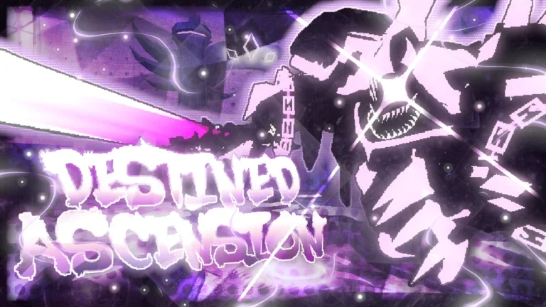 Artwork for the Roblox game Destined Ascension showing a brightly coloured outline of a character holding a sword.