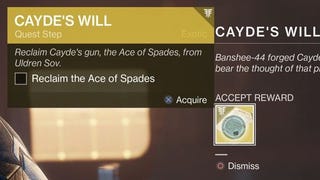 Destiny 2 Ace of Spades quest steps and Cayde's cache locations explained