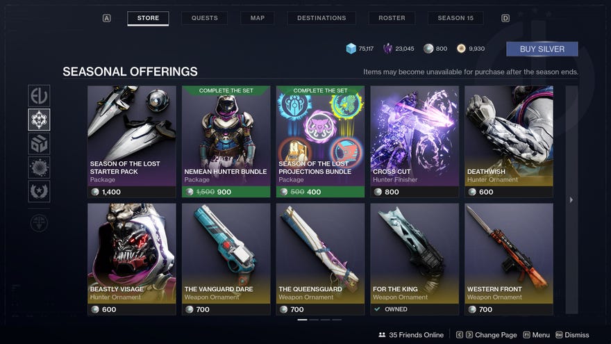 Offers in Destiny 2’s Eververse store.