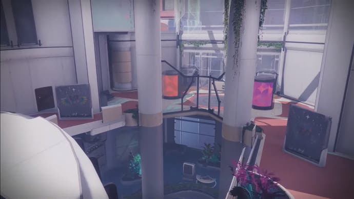 One of the new PVP maps releasing with Destiny 2 Into the Light, Cirrus Plaza, set on Neomuna.