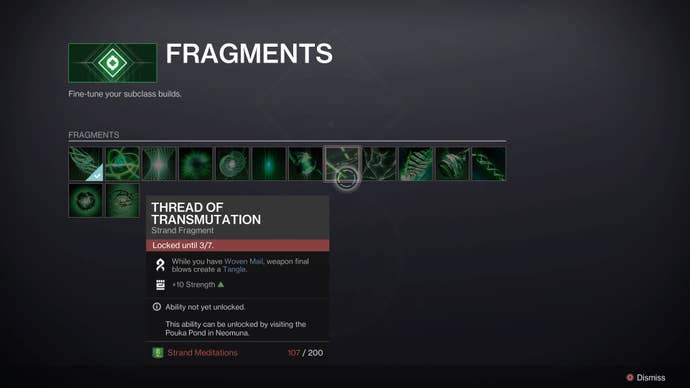 Strand subclass fragments in Destiny 2: Lightfall