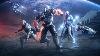 Promotional art showing Destiny 2's Mass Effect collaboration event cosmetics.