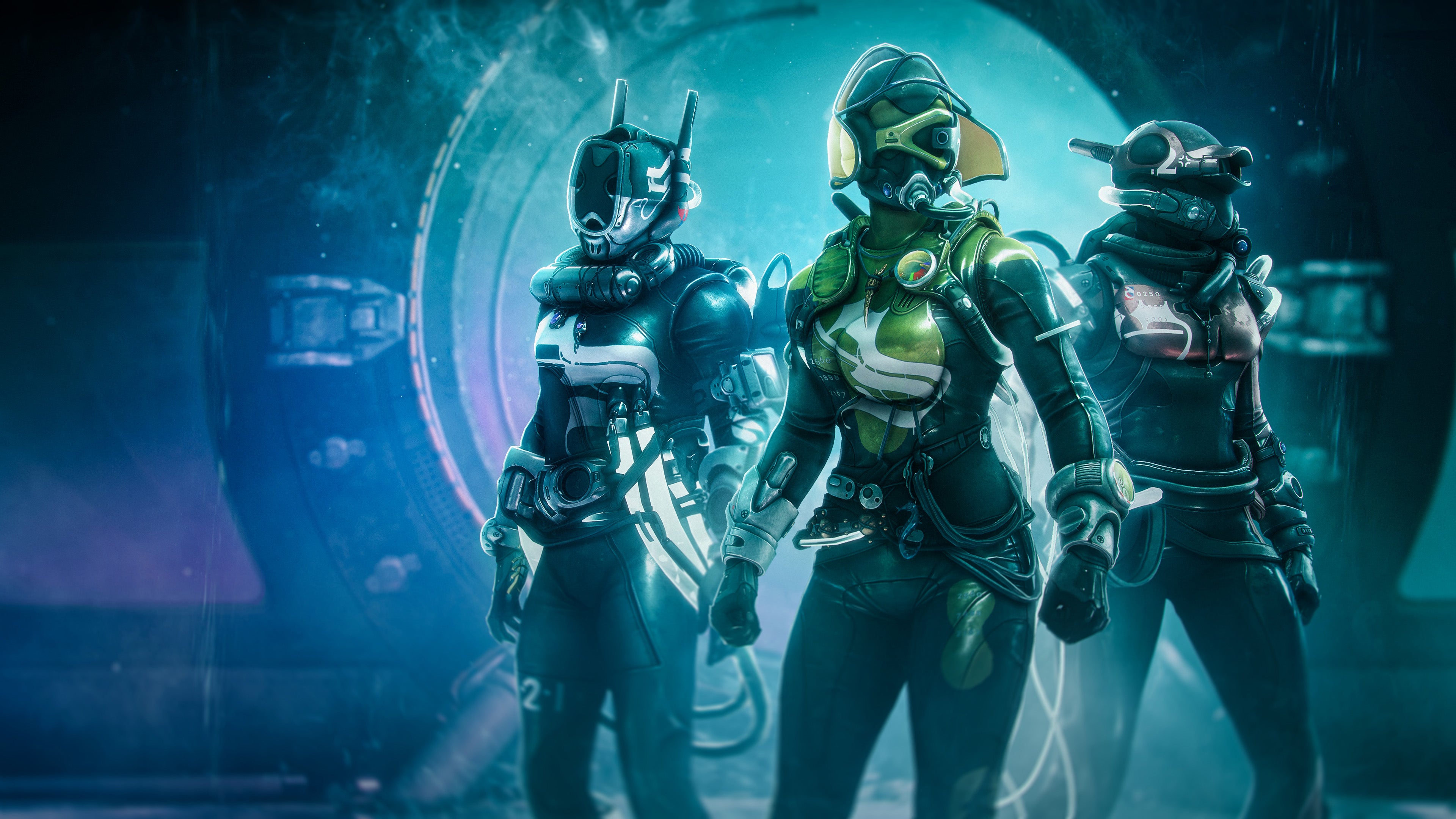 Geared-up Guardians in a Destiny 2: Season of the Deep screenshot.