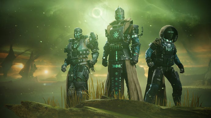 A Titan, Warlock, and Hunter in Destiny 2: The Witch Queen’s new armour.