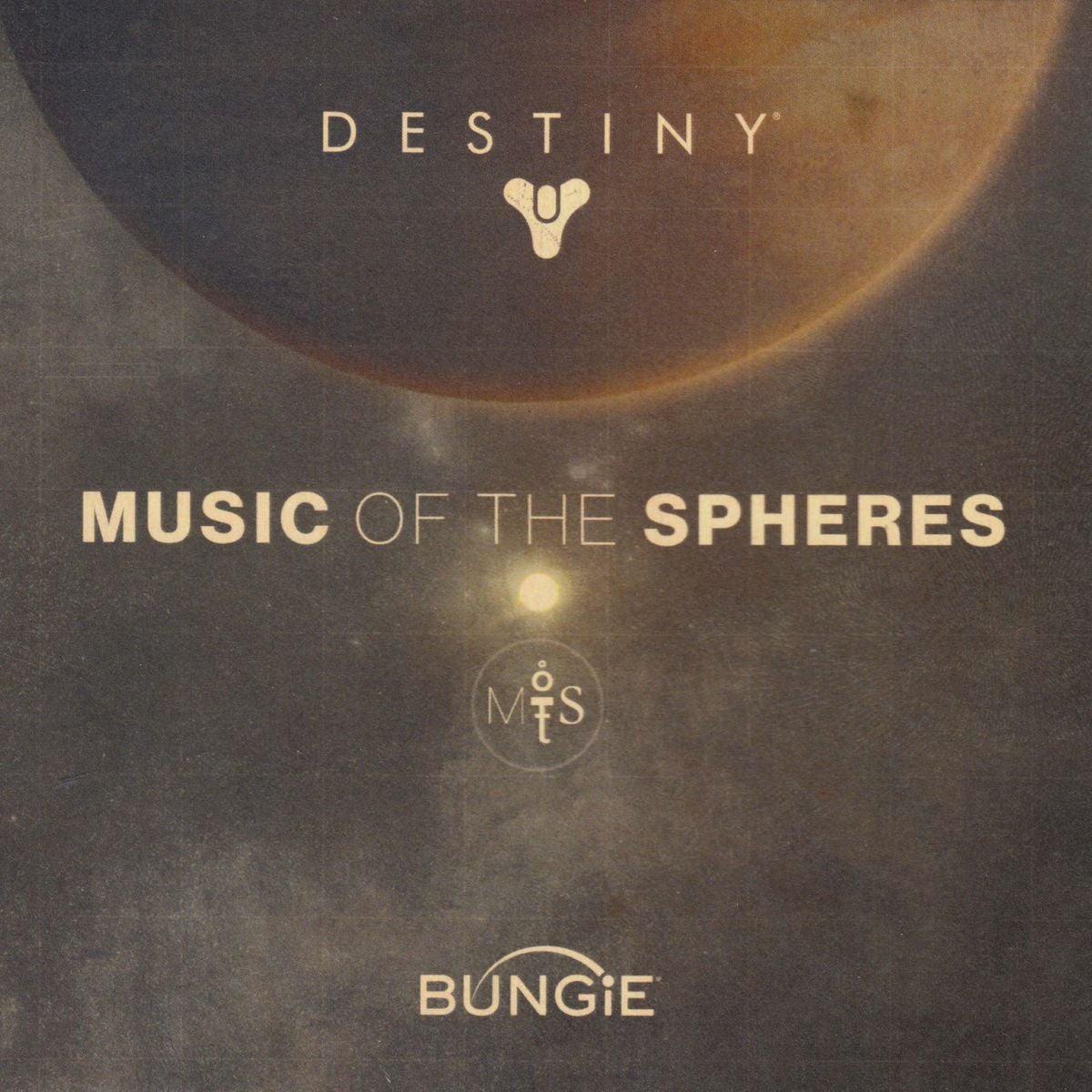 Destiny&rsquo;s &lsquo;Music of the Spheres&rsquo; cover art; a planet hovers at the top of the image, with the Destiny symbol on top of it.