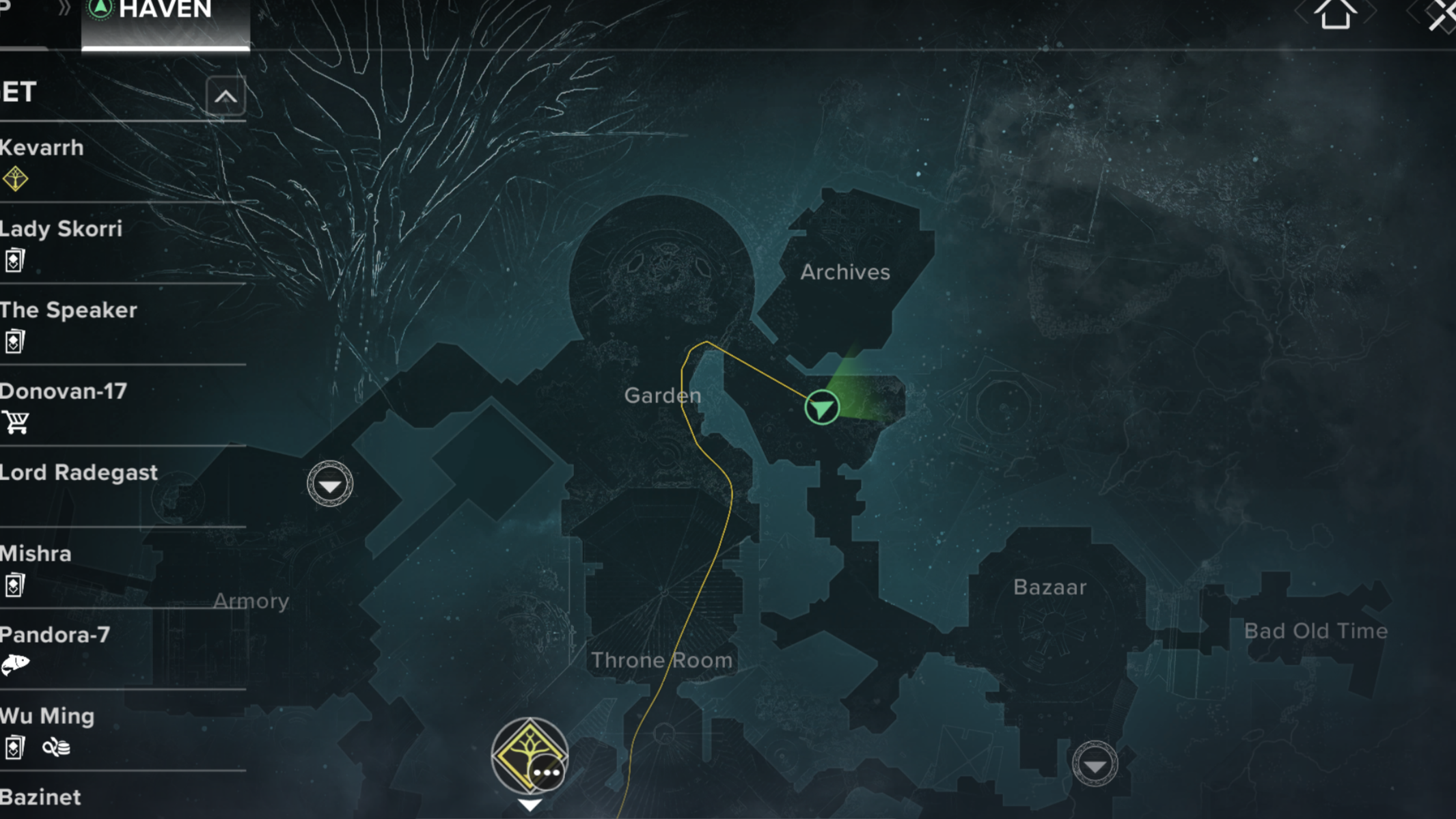 A map screen showing the location of a cat in Haven in Destiny: Rising. - 3