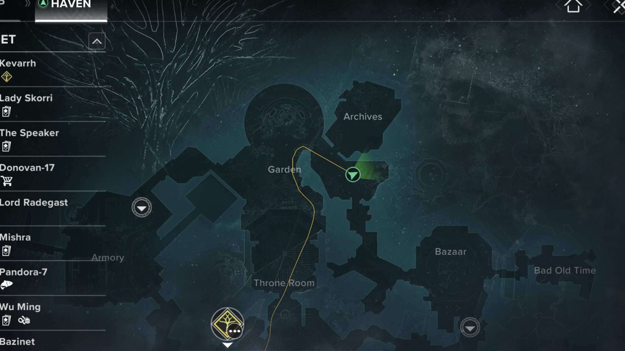 A map screen showing the location of a cat in Haven in Destiny: Rising. - 3