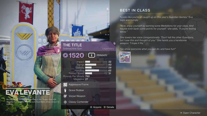Destiny 2 Guardian Games 2022 - The Title reward
